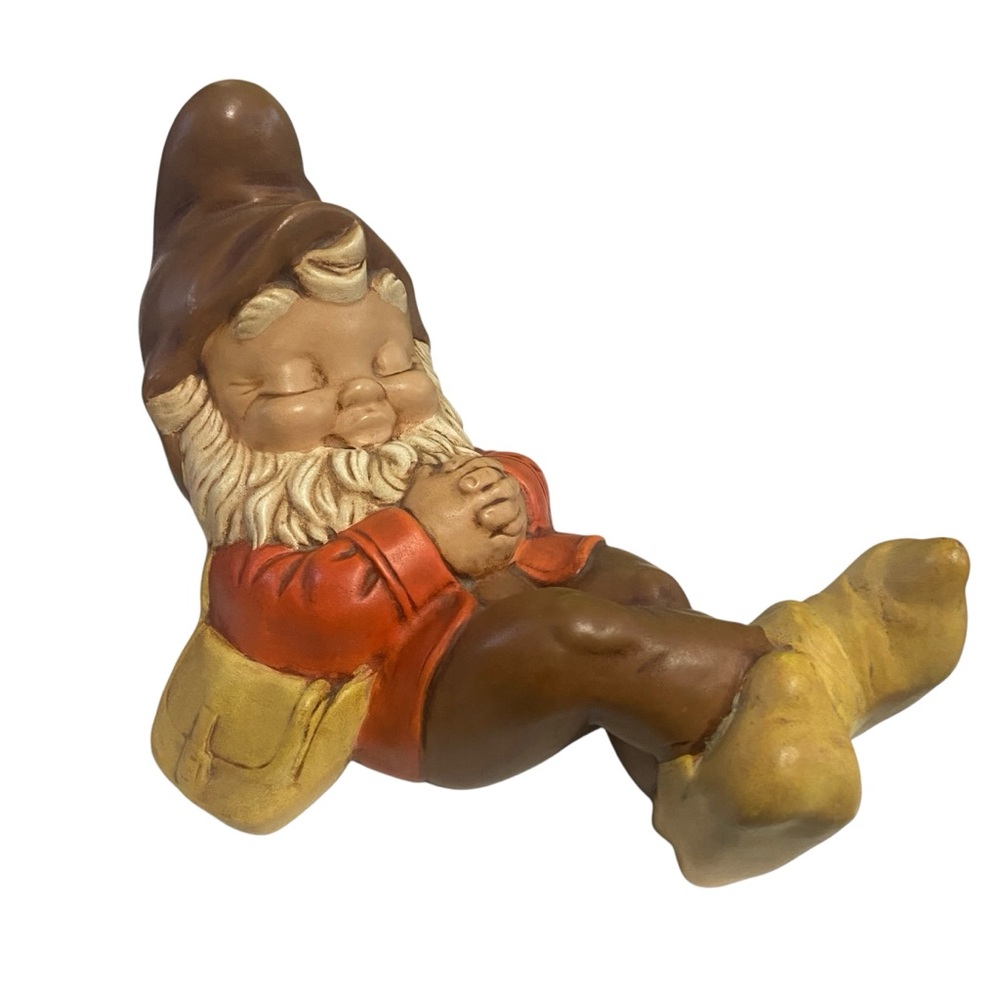 1970s Sleeping Gnome Ceramic Gnome Hand Painted